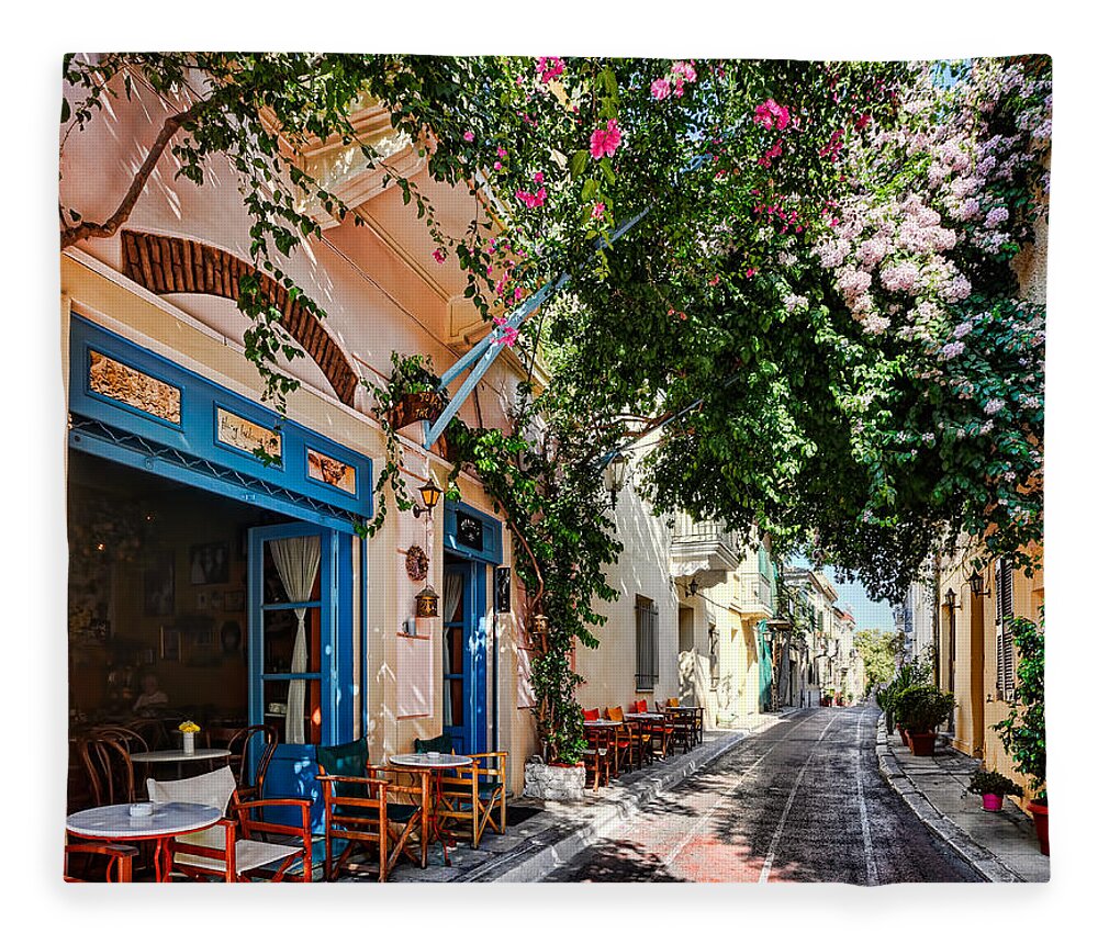 Aged Fleece Blanket featuring the photograph The famous Plaka in Athens - Greece #19 by Constantinos Iliopoulos