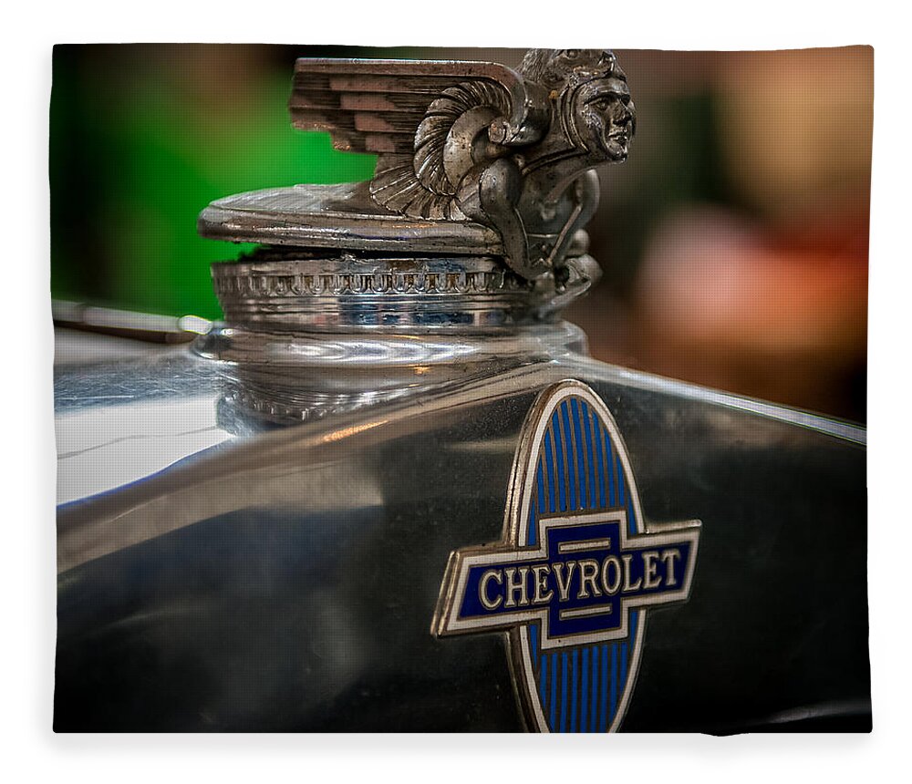 Car Fleece Blanket featuring the photograph 1931 Chevrolet Emblem by Paul Freidlund