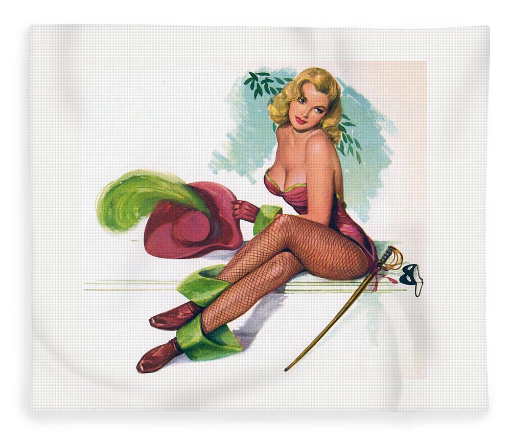 Vintage Fleece Blanket featuring the photograph 1950's Vintage Pin Up Girl by Action