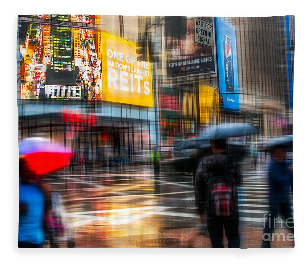 Nyc Fleece Blanket featuring the photograph A Rainy Day In New York by Hannes Cmarits