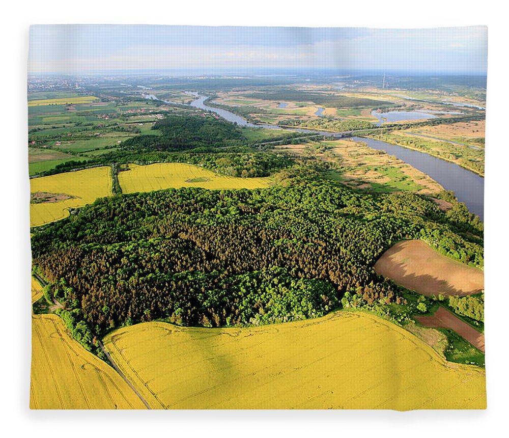 Grass Fleece Blanket featuring the photograph Aerial Photo Of Farmland #2 by Dariuszpa