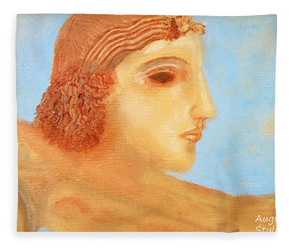 Augusta Stylianou Fleece Blanket featuring the painting Apollo Hylates by Augusta Stylianou