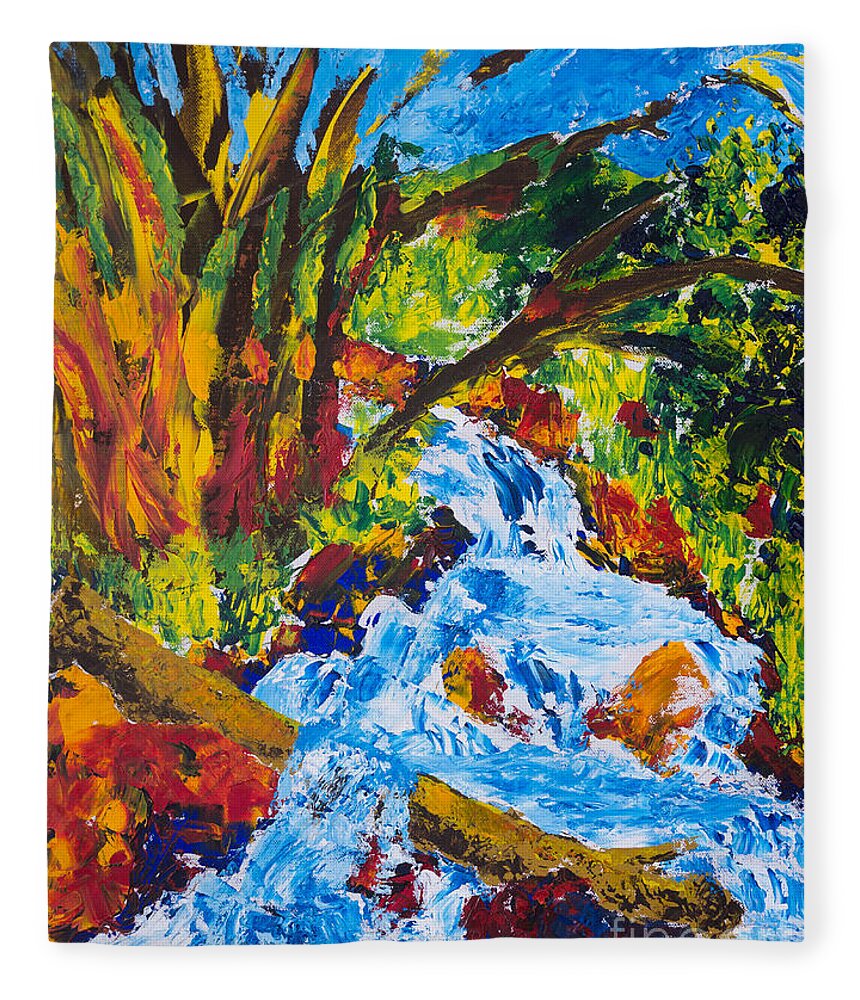 Trees Fleece Blanket featuring the painting Burch Creek by Walt Brodis