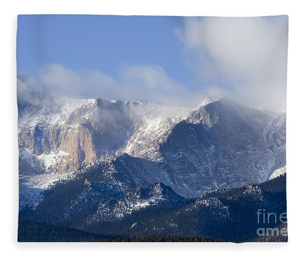 Pikes Peak Fleece Blanket featuring the photograph Cloudy Peak #2 by Steven Krull