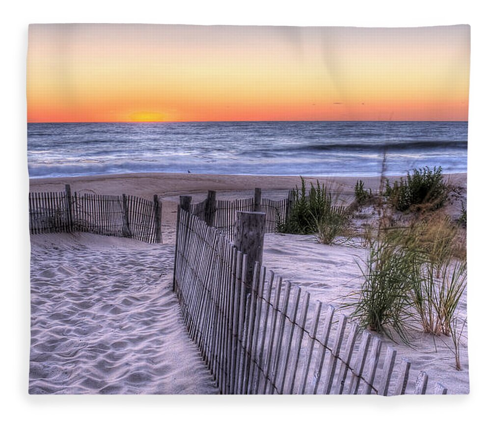 Dewey Beach Fleece Blanket featuring the photograph Dewey Beach Sunrise by David Dufresne