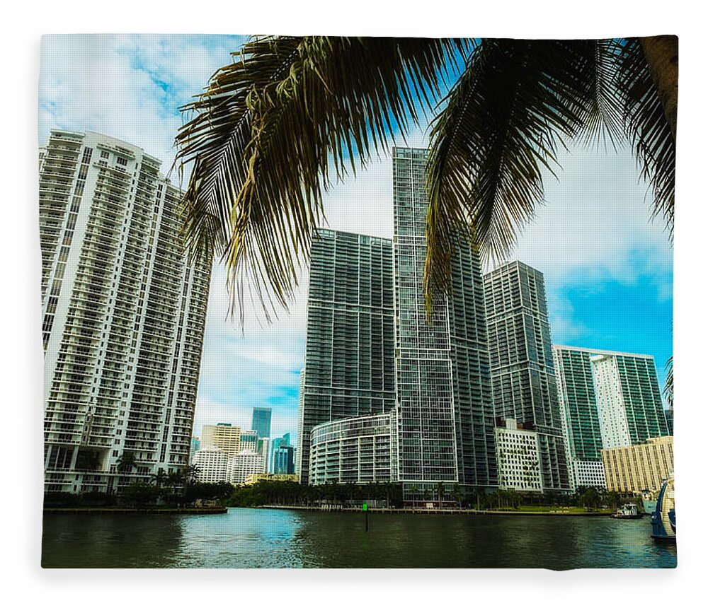 Architecture Fleece Blanket featuring the photograph Downtown Miami #2 by Raul Rodriguez