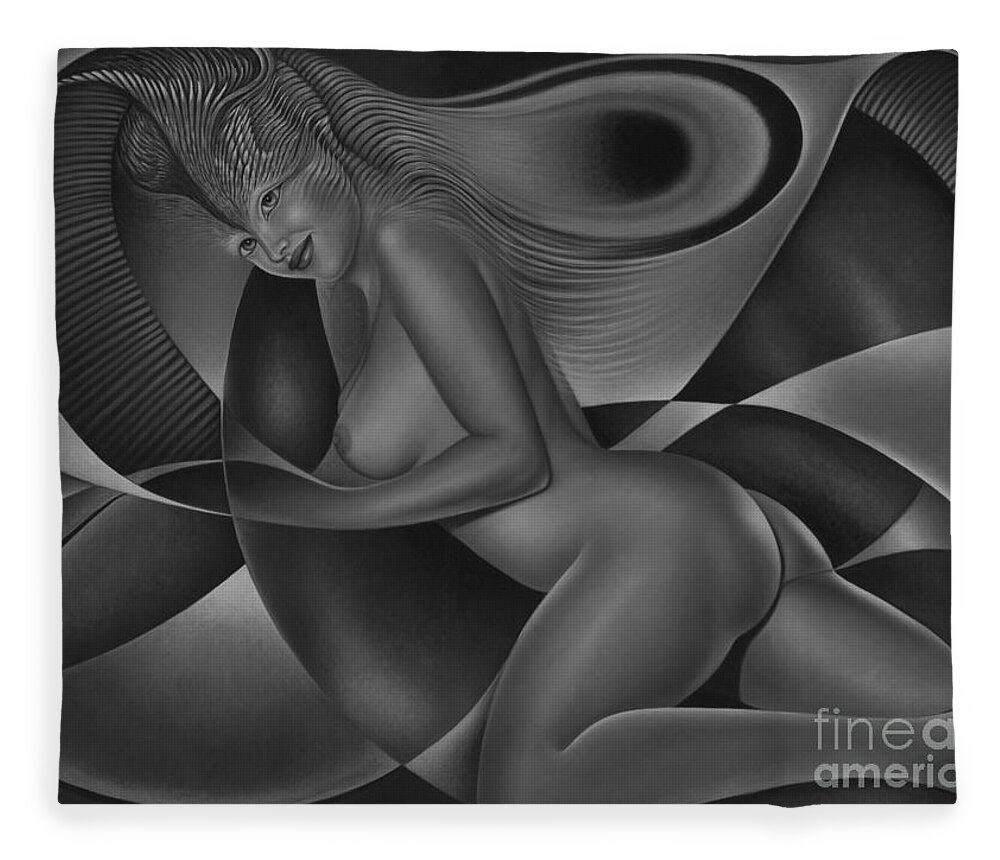 Nude-art Fleece Blanket featuring the painting Dynamic Queen 4 #1 by Ricardo Chavez-Mendez