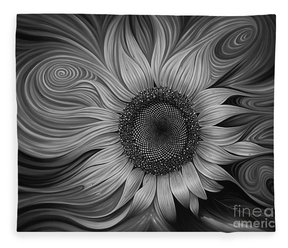Sunflower Fleece Blanket featuring the painting Girasol Dinamico by Ricardo Chavez-Mendez