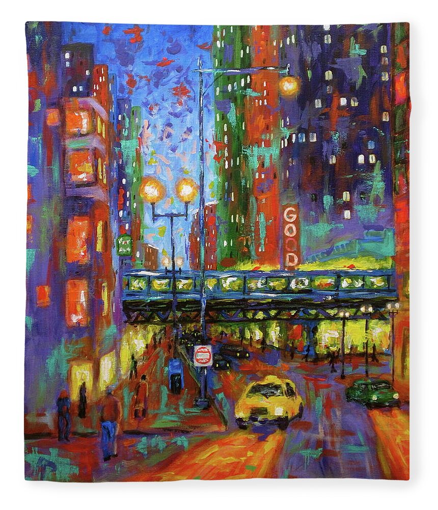 Chicago Art Fleece Blanket featuring the painting God Is Everywhere by J Loren Reedy