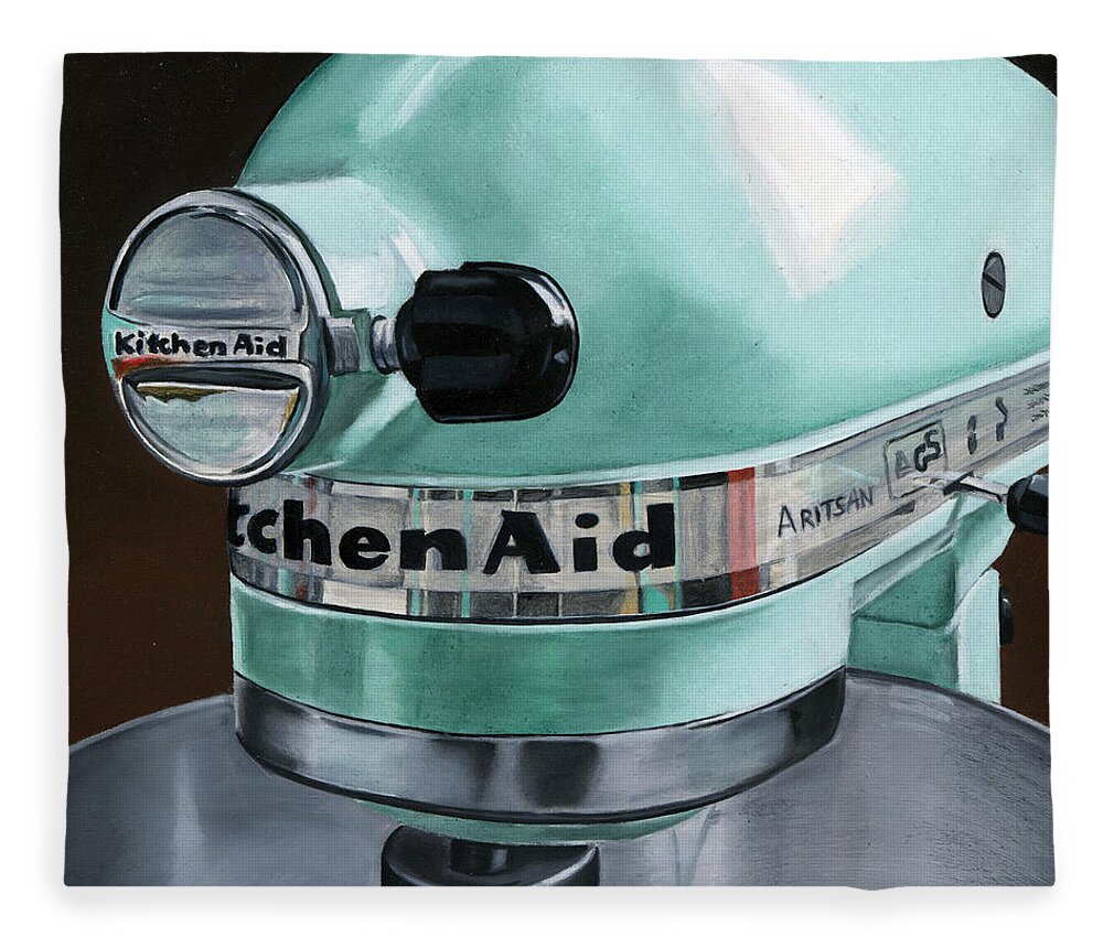 Photorealism Fleece Blanket featuring the painting KitchenAid #2 by Rob De Vries