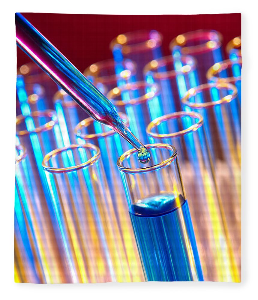Test Fleece Blanket featuring the photograph Laboratory Experiment in Science Research Lab #2 by Science Research Lab