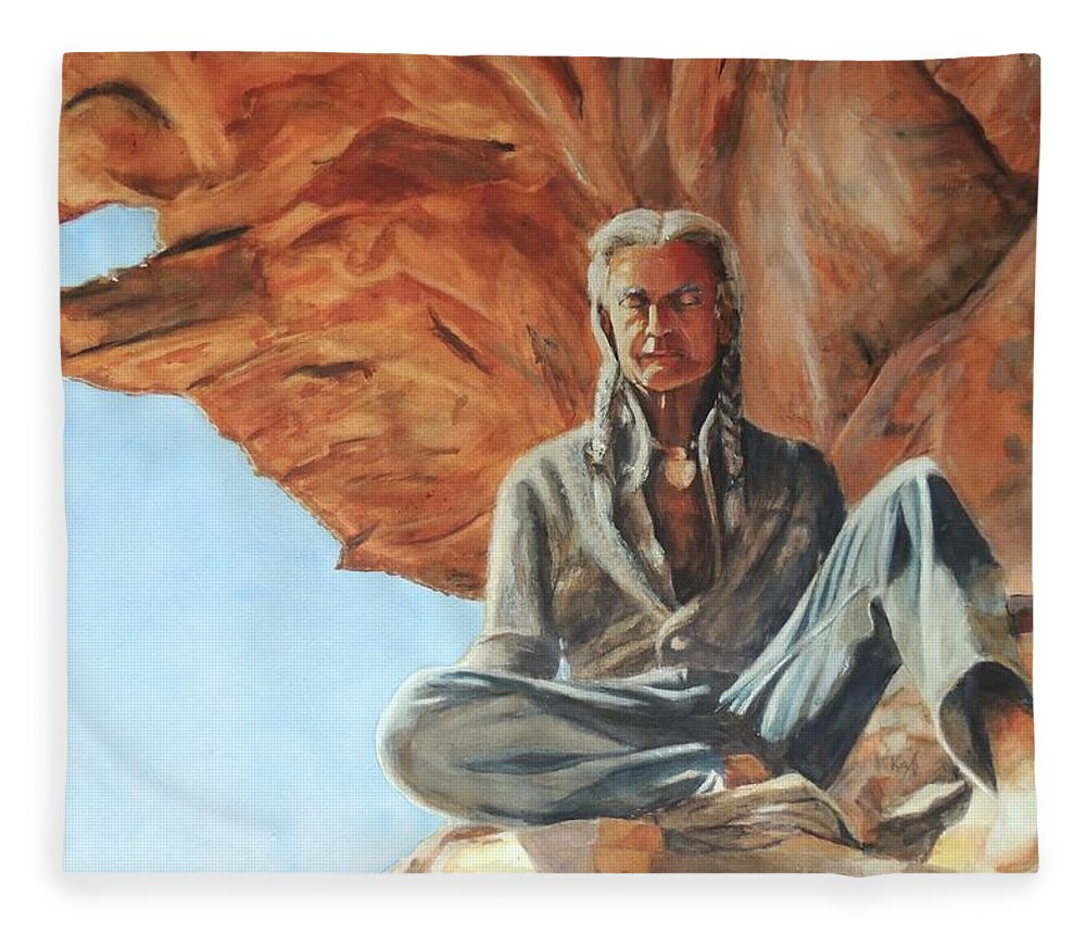 Clay Lomakayu Fleece Blanket featuring the painting Clay Lomakayu by Patty Kay Hall