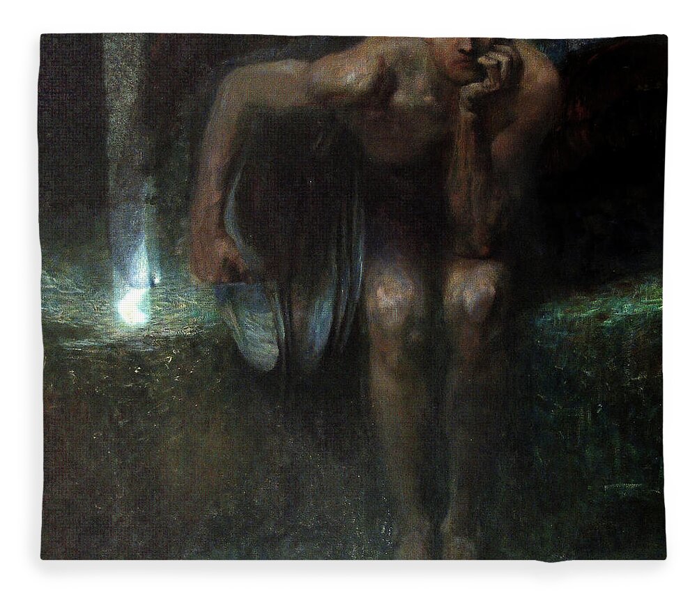 Symbolism Fleece Blanket featuring the painting Lucifer by Franz von Stuck