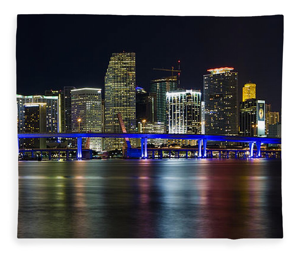 Architecture Fleece Blanket featuring the photograph Miami Downtown Skyline #2 by Raul Rodriguez