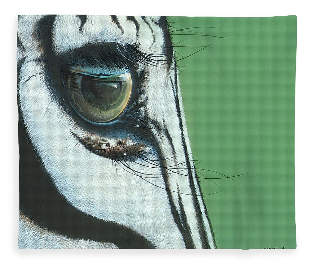 Zebra Paintings Fleece Blanket featuring the painting Mirror to the Soul by Mike Brown