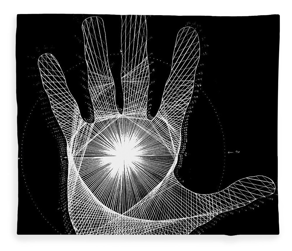 Hand Fleece Blanket featuring the drawing Quantum Hand through my eyes #1 by Jason Padgett