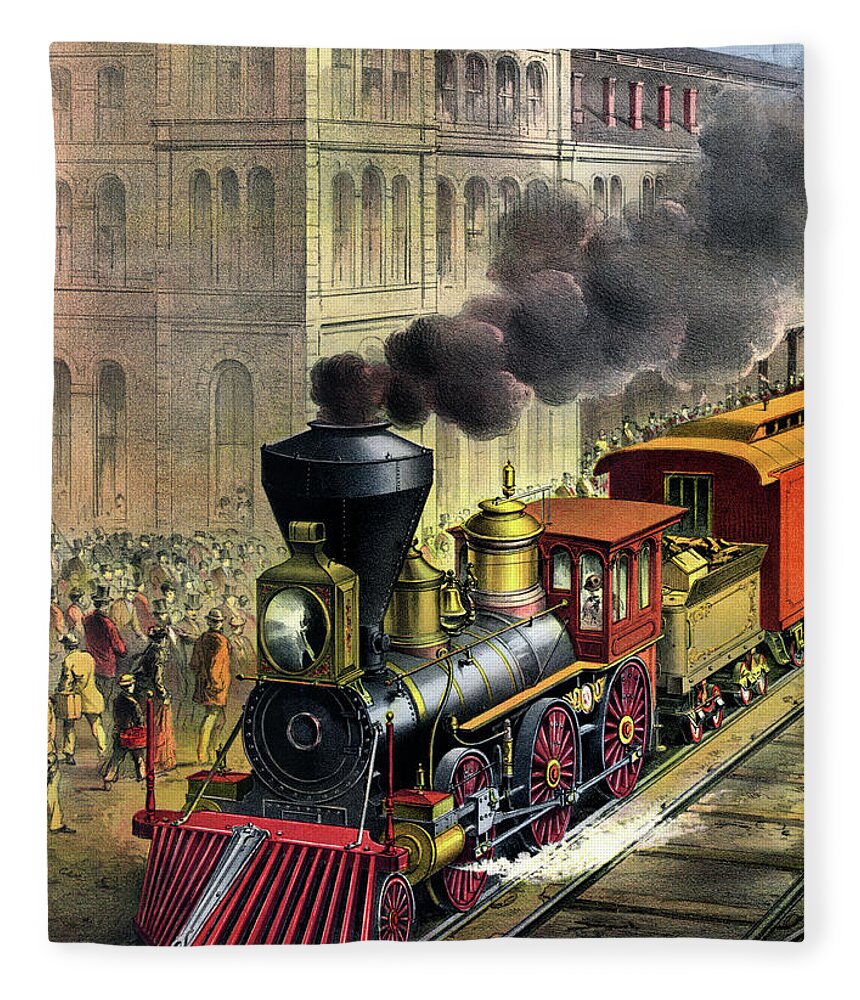 1874 Fleece Blanket featuring the painting Railroad, 1874 #2 by Granger