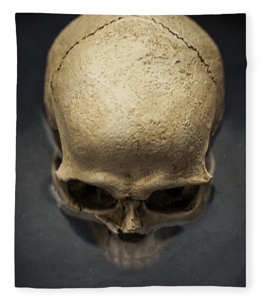 Skull Fleece Blanket featuring the photograph Skull #1 by Edward Fielding