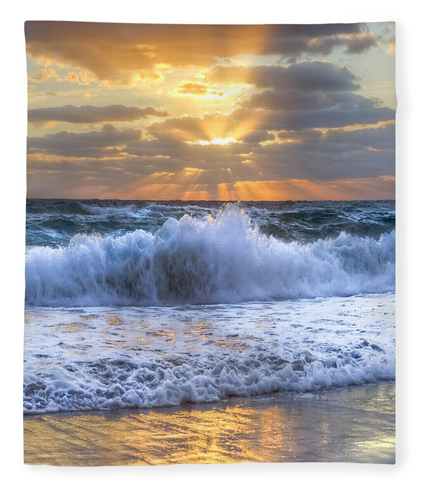 Ocean Fleece Blanket featuring the photograph Splash Sunrise by Debra and Dave Vanderlaan