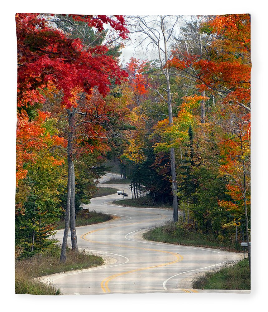 North Port Fleece Blanket featuring the photograph Swervy Road at North Port #1 by David T Wilkinson