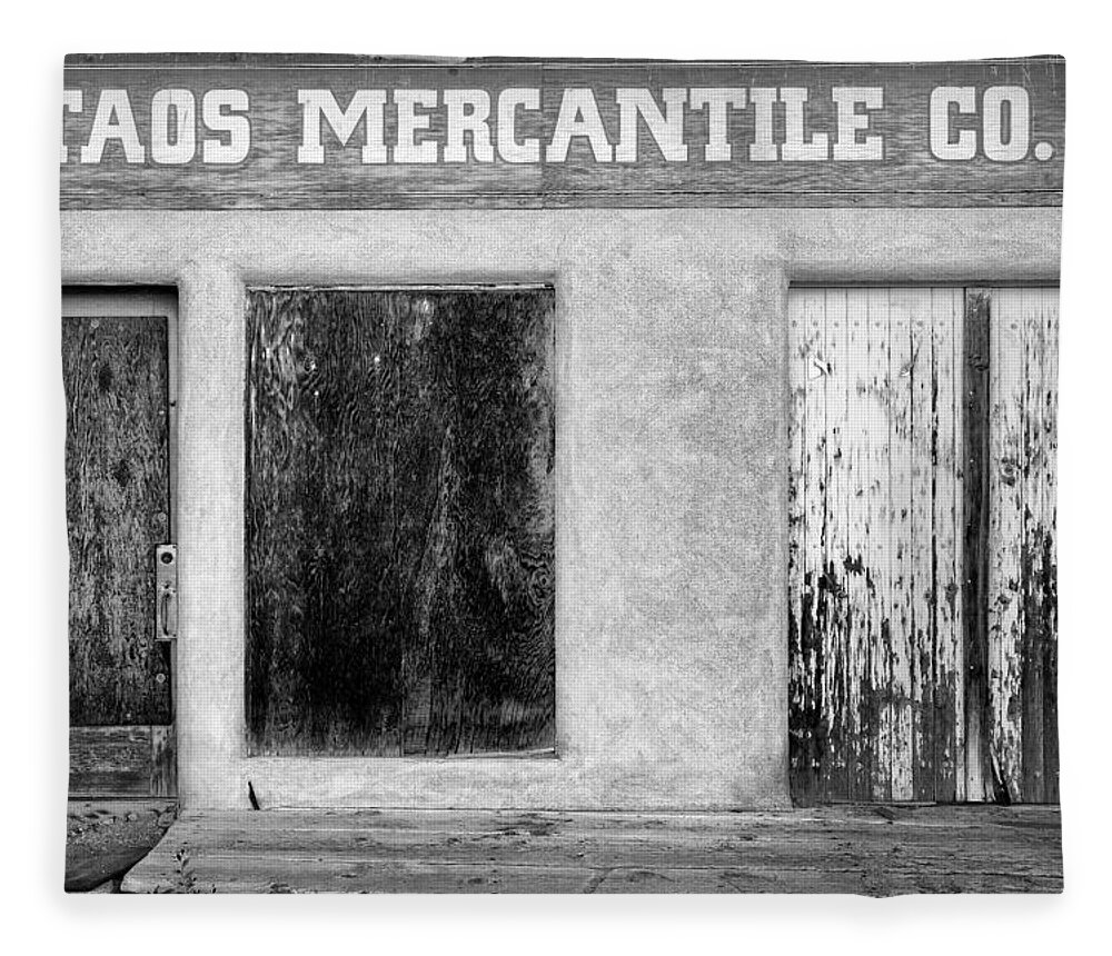 Adobe Fleece Blanket featuring the photograph Taos Mercantile #2 by Diana Powell