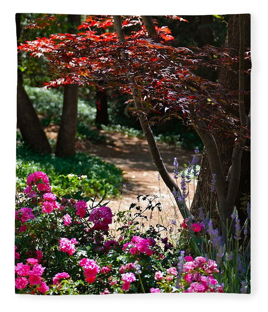 Garden Scene Fleece Blanket featuring the photograph The Garden Path #2 by Michele Myers
