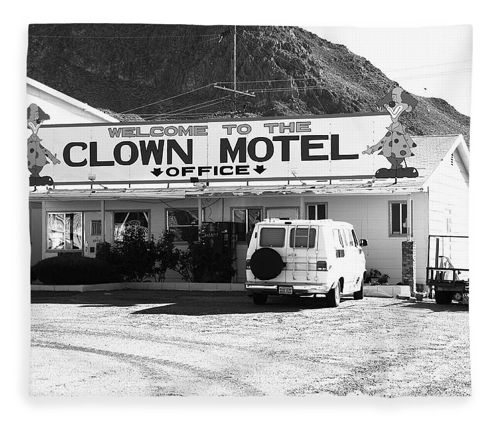 America Fleece Blanket featuring the photograph Tonopah Nevada - Clown Motel #2 by Frank Romeo
