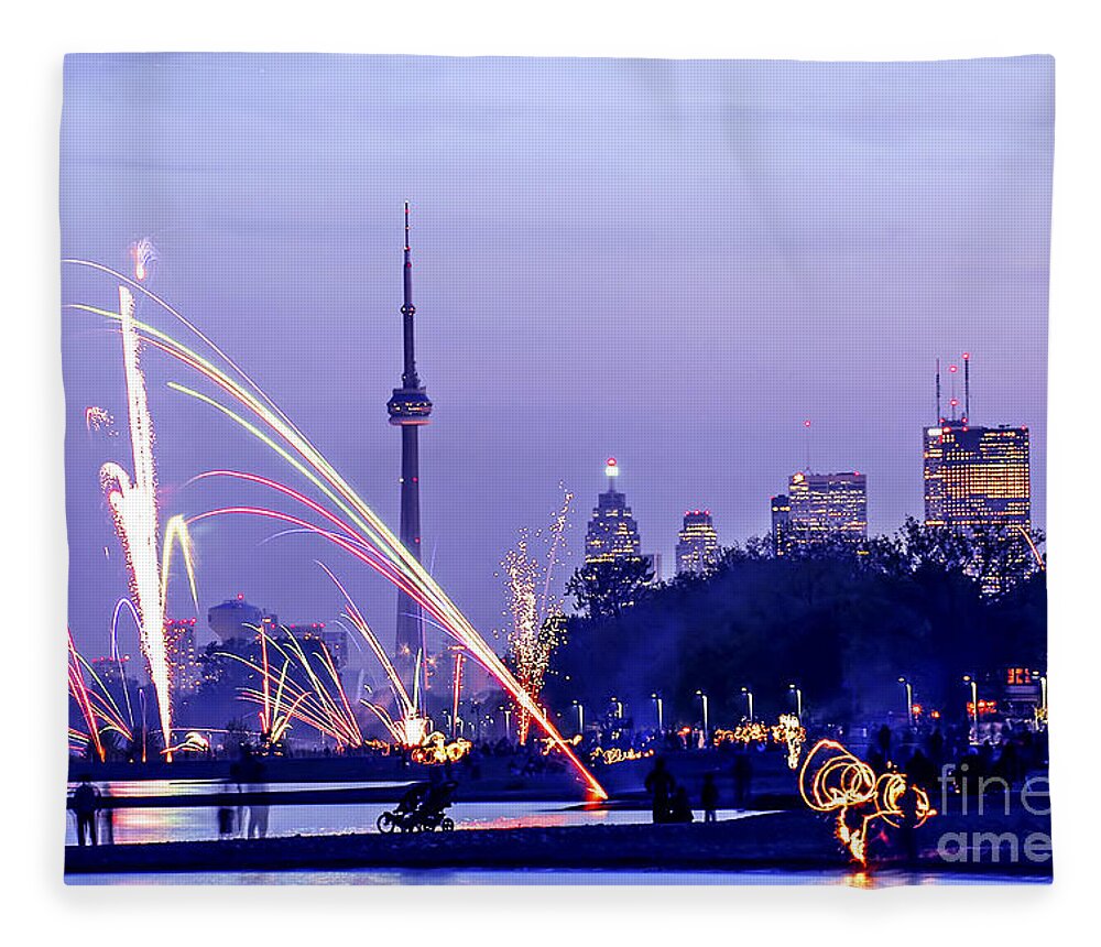 Toronto Fleece Blanket featuring the photograph Toronto fireworks 1 by Elena Elisseeva
