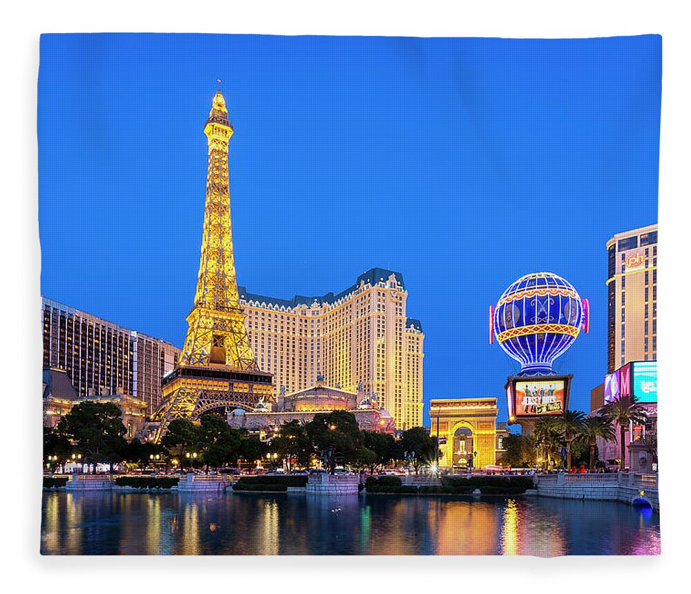 Las Vegas Replica Eiffel Tower Fleece Blanket featuring the photograph Usa, Nevada, Las Vegas, Paris Las Vegas by Sylvain Sonnet