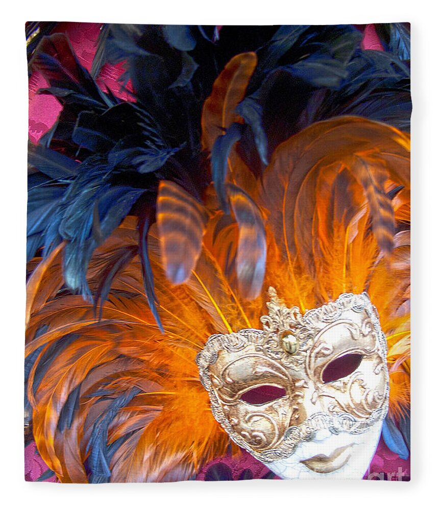 Mask Fleece Blanket featuring the photograph Venetian Face Mask by Heiko Koehrer-Wagner