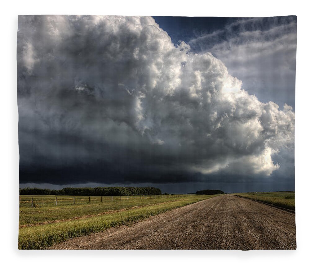 Storm Fleece Blanket featuring the photograph Prairie Storm Clouds #26 by Mark Duffy