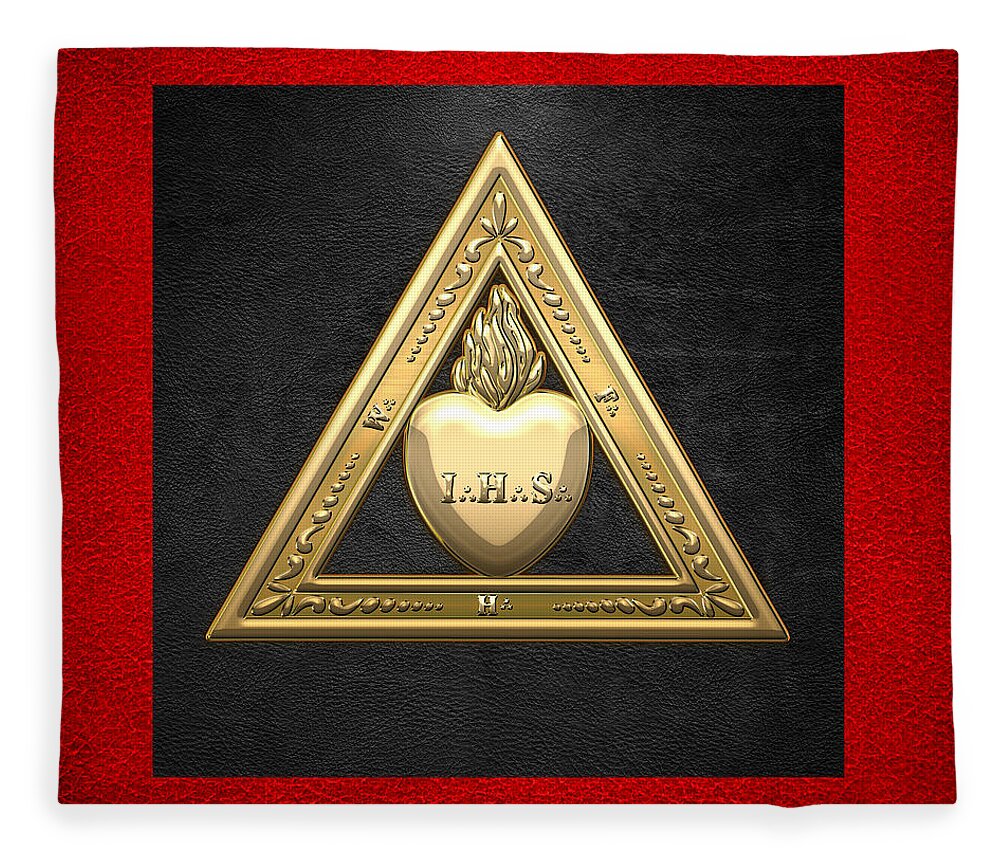 'ancient Brotherhoods' Collection By Serge Averbukh Fleece Blanket featuring the digital art 26th Degree Mason - Prince of Mercy or Scottish Trinitarian Masonic Jewel by Serge Averbukh
