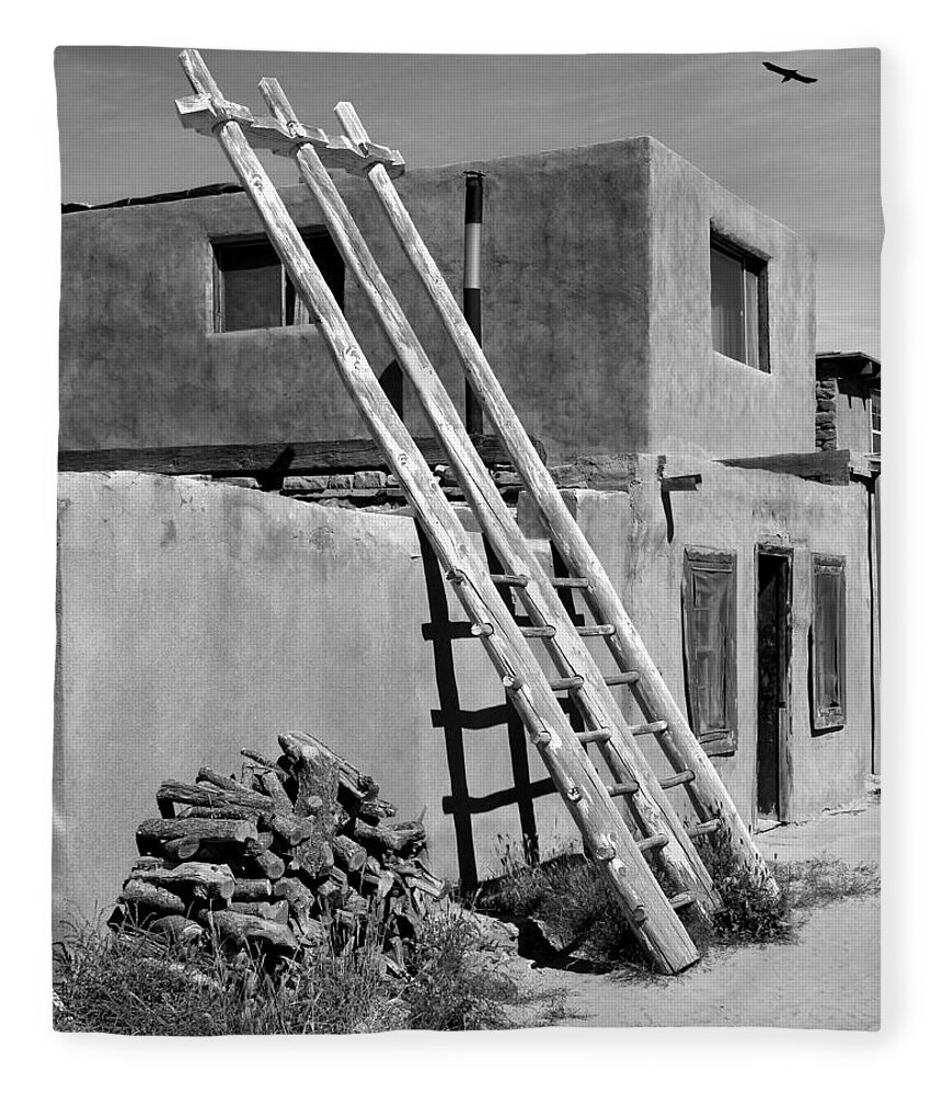 Acoma Pueblo Fleece Blanket featuring the photograph Acoma Pueblo Adobe Homes #1 by Mike McGlothlen