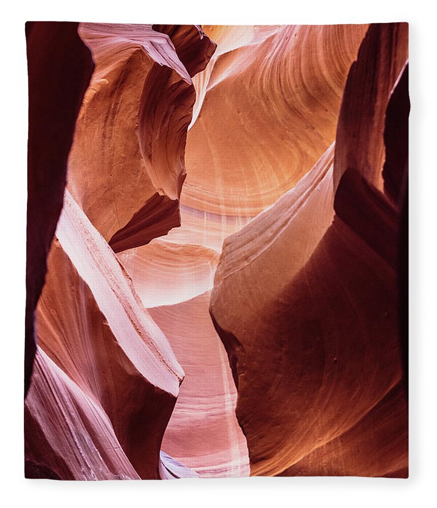 Curve Fleece Blanket featuring the photograph Antelope Canyon Spiral Rock Arches #3 by Deimagine