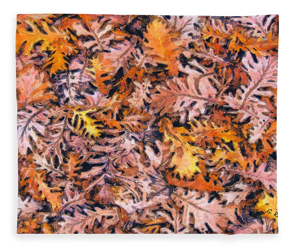 Rossidis Fleece Blanket featuring the painting Autumn leaves #1 by George Rossidis