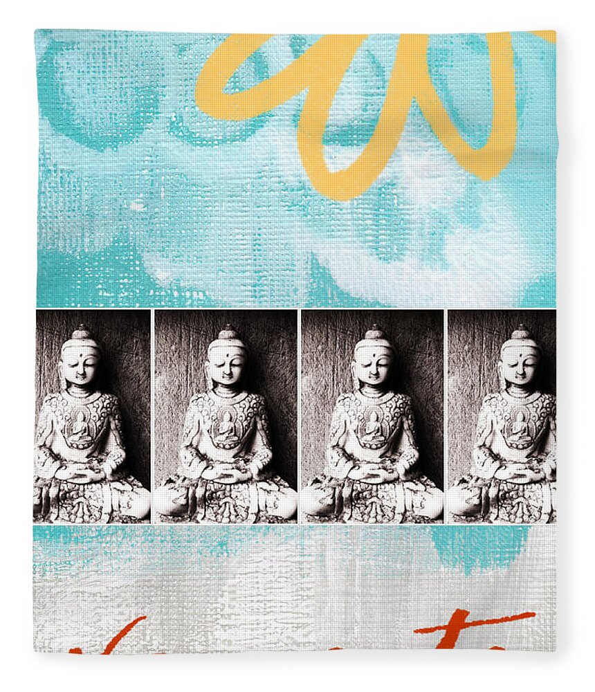 Buddha Fleece Blanket featuring the painting Buddha #3 by Linda Woods