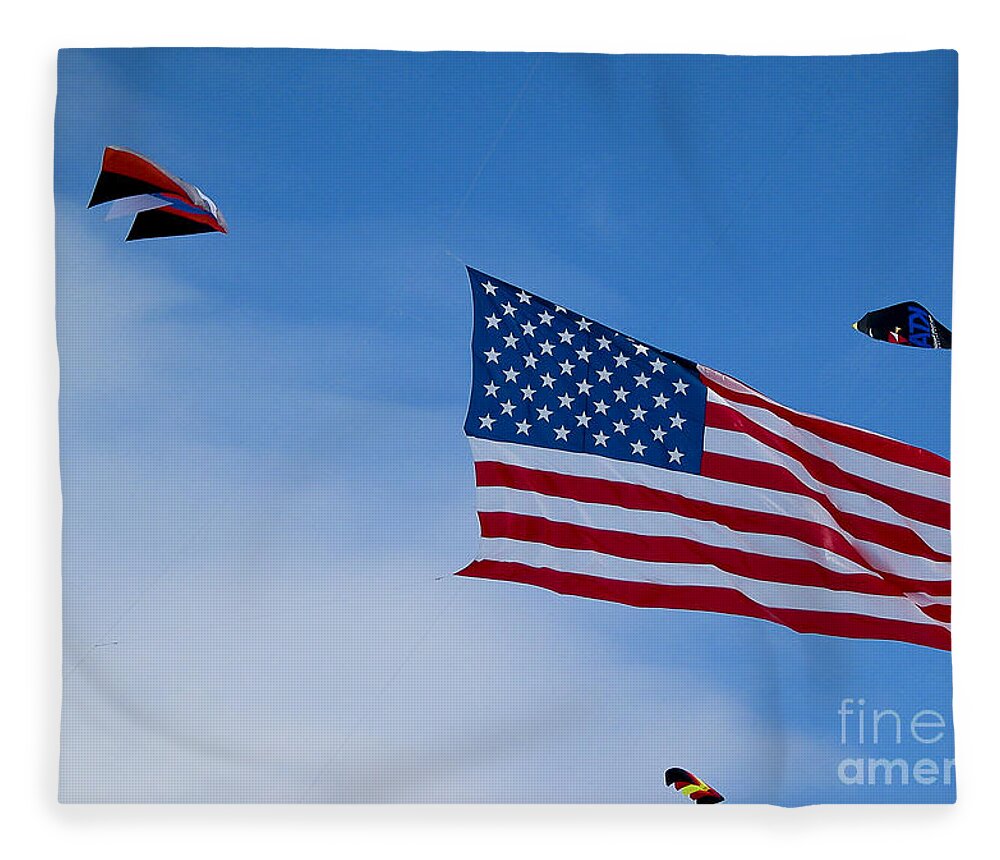 Kites Fleece Blanket featuring the photograph Kites On Ice #4 by Steven Ralser