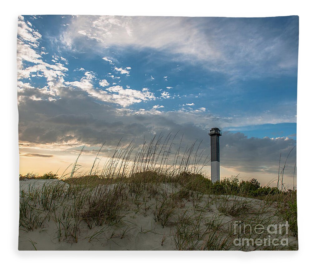 Lighthouse Fleece Blanket featuring the photograph SC Lighthouse View by Dale Powell