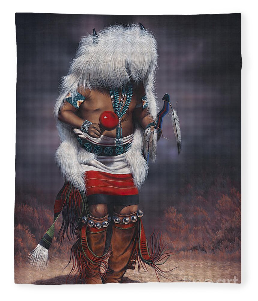 Native-american Fleece Blanket featuring the painting Mystic Dancer by Ricardo Chavez-Mendez