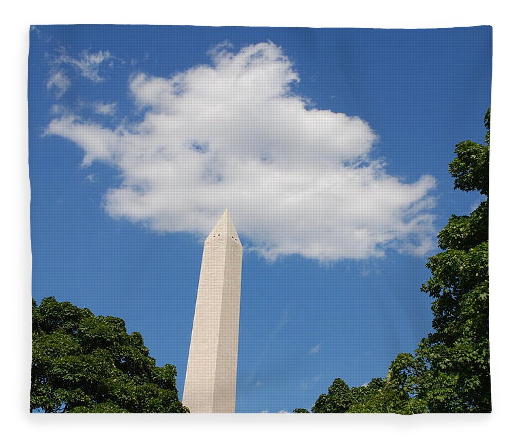 Washington Fleece Blanket featuring the photograph Obelisk Rises Into the Clouds by Kenny Glover