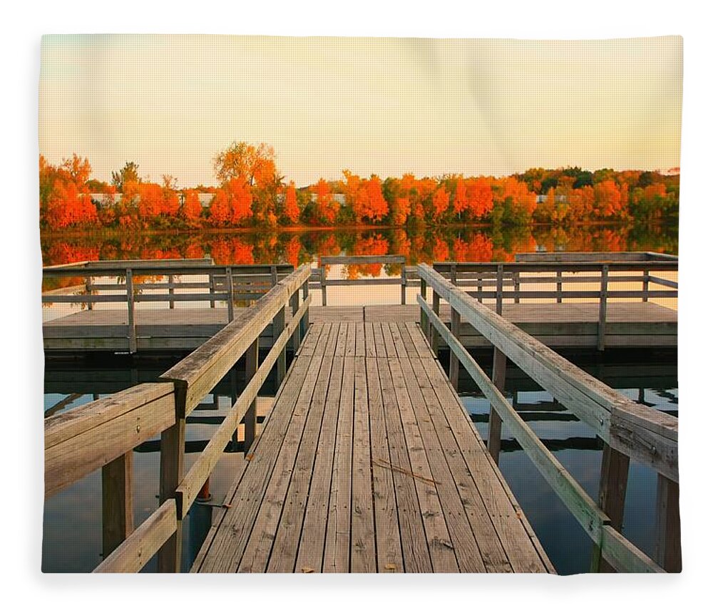 Fall Fleece Blanket featuring the photograph Shady Oak Lake #3 by Amanda Stadther
