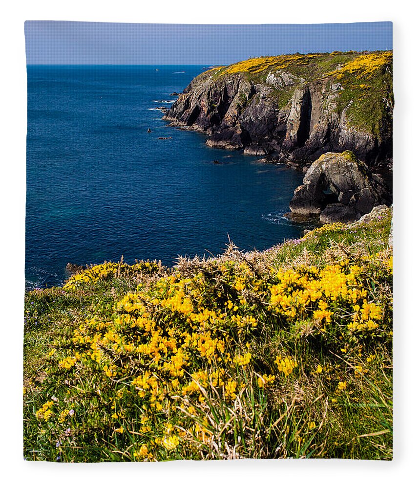 Birth Place Fleece Blanket featuring the photograph St Non's Bay Pembrokeshire by Mark Llewellyn