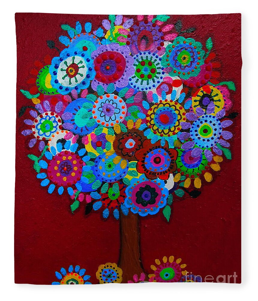Tree Fleece Blanket featuring the painting Tree Of Hope #3 by Pristine Cartera Turkus