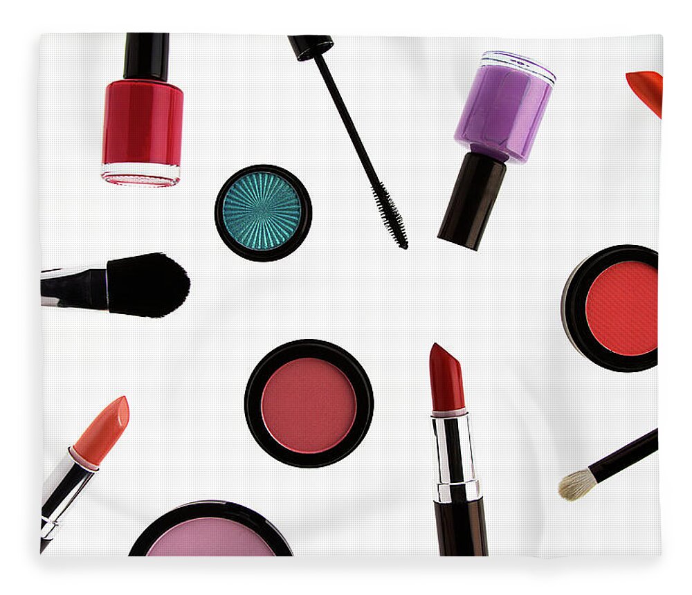 White Background Fleece Blanket featuring the photograph Still Life Of Beauty Products #31 by Stephen Smith