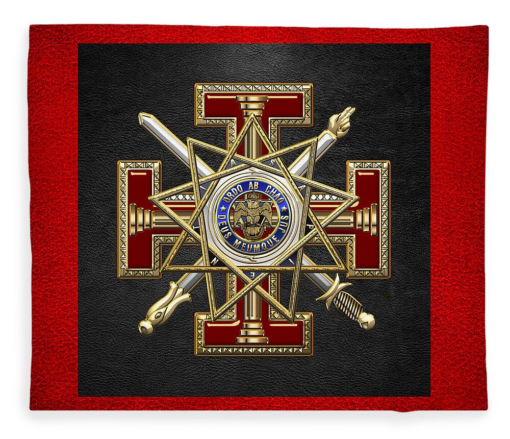 'ancient Brotherhoods' Collection By Serge Averbukh Fleece Blanket featuring the digital art 33rd Degree Mason - Inspector General Masonic Jewel by Serge Averbukh