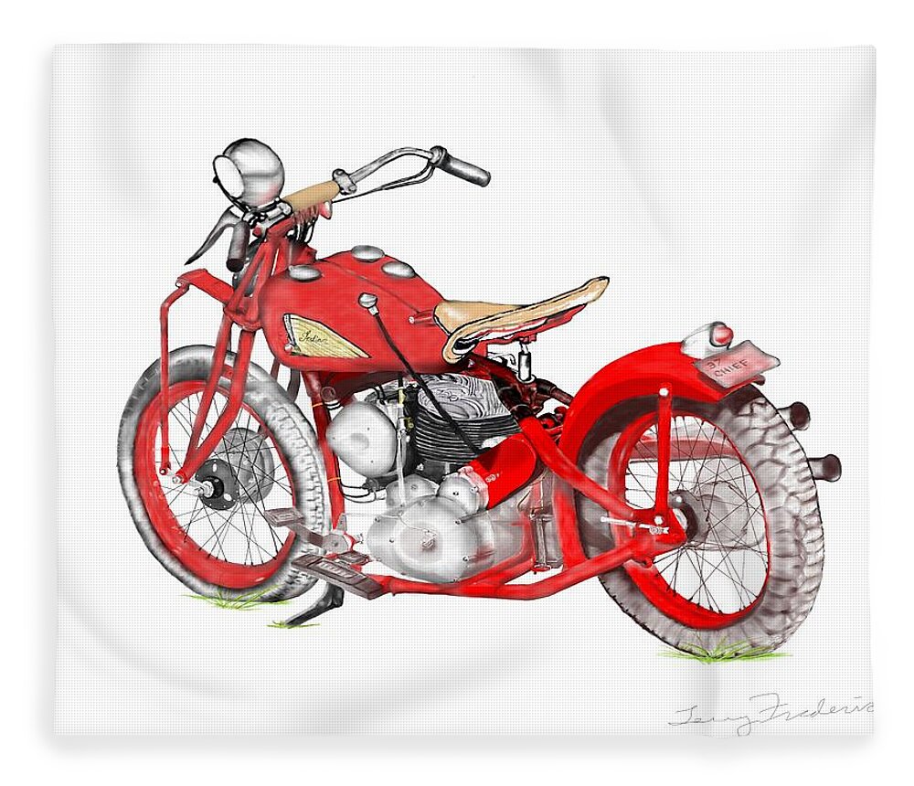 Motorcycle Fleece Blanket featuring the digital art 37 Chief Bobber by Terry Frederick