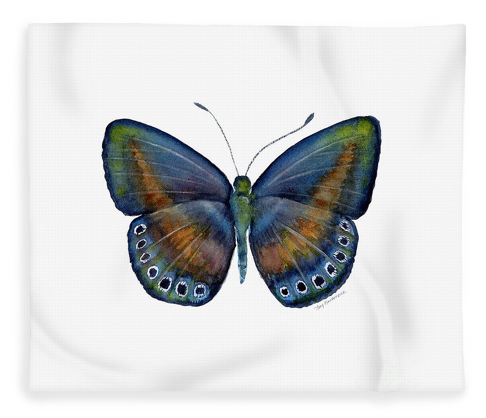 Danis Fleece Blanket featuring the painting 39 Mydanis Butterfly by Amy Kirkpatrick