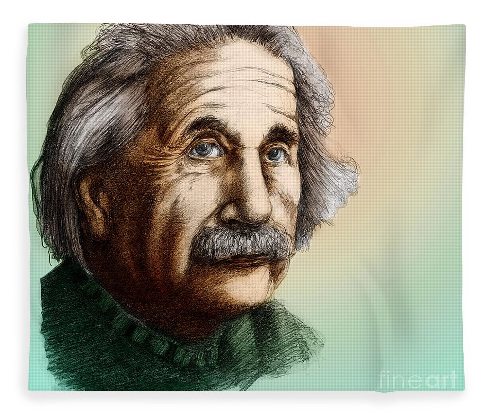 Science Fleece Blanket featuring the photograph Albert Einstein, German-american by Spencer Sutton