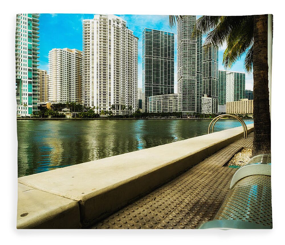 Architecture Fleece Blanket featuring the photograph Downtown Miami #4 by Raul Rodriguez