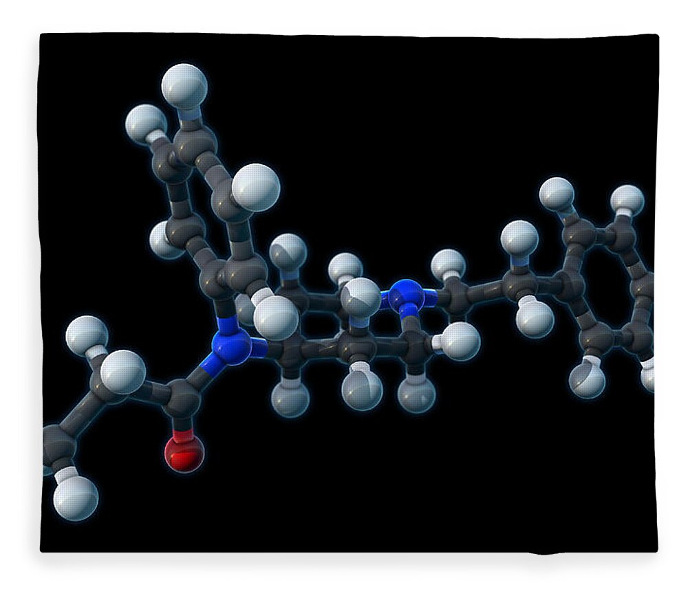 Model Fleece Blanket featuring the photograph Fentanyl, Molecular Model by Evan Oto